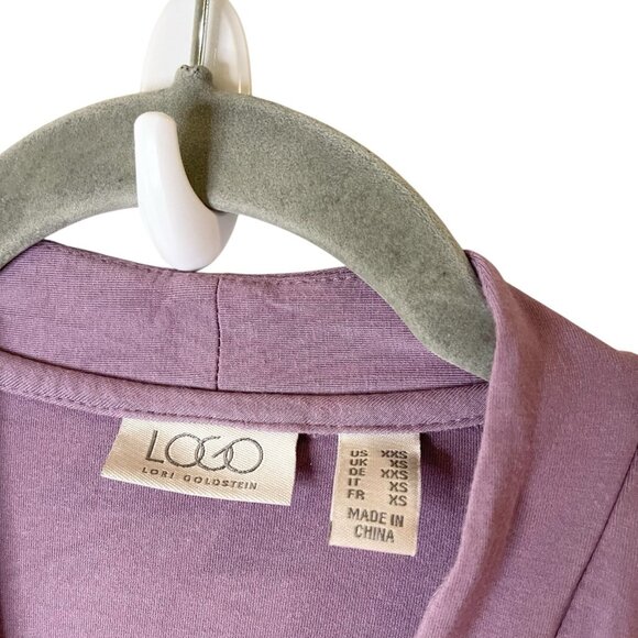 LOGO Lori Goldstein Cardigan‎ Jacket Lavender Watercolor Ruffle Hem A347517 XXS - Picture 5 of 7